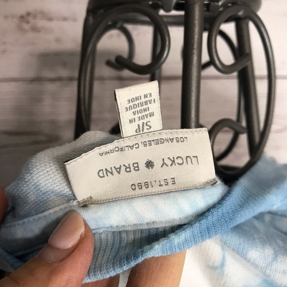 16) Lucky Brand Blue & White Tie Dye Crewneck Pullover Sweatshirt Size Small - Picture 11 of 11